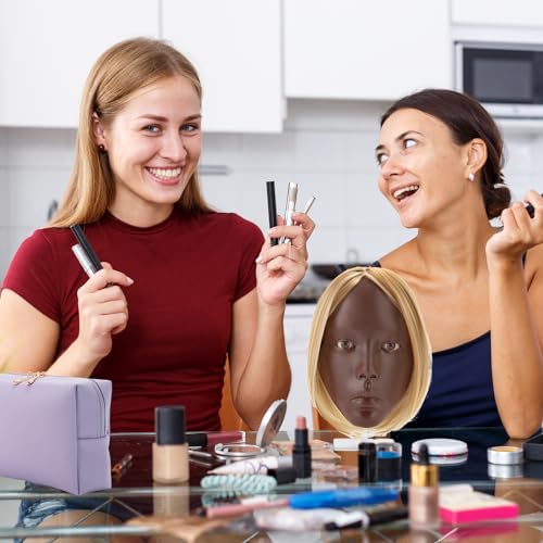 Glinexa Makeup Practice Face, Makeup Mannequin Face, Mannequin Head for Makeup Practice, Newly Upgraded to Be Compatible with Wigs, Suitable for All Makeup Enthusiasts and Artists, Black