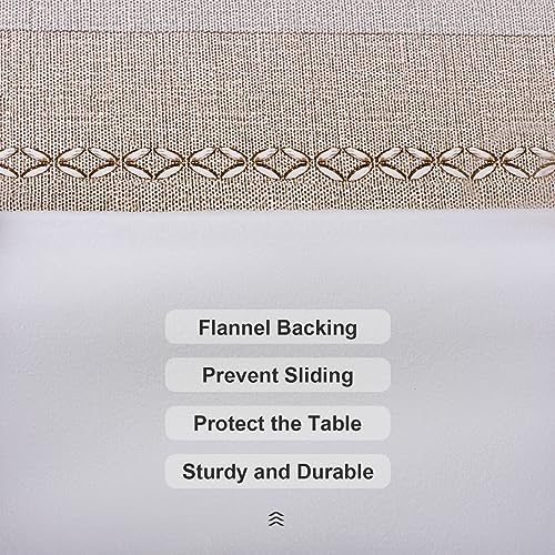 Vonabem 100% Waterproof Rectangle PVC Tablecloth, Vinyl Table Cloth Cover with Flannel Backing Oil Spill Proof Wipeable Table Cloths for Indoor Outdoor（Coffee Stripe,52x70IN