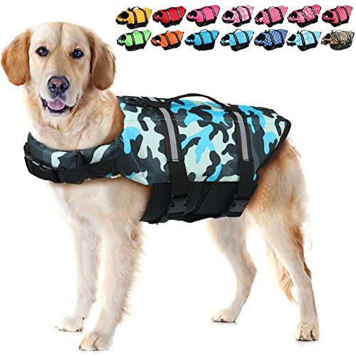 EMUST Dog Life Jackets, Dog Life Vests for Swimming, Beach Boating with High Buoyancy, Dog Flotation Vest for Small/Medium/Large Dogs, S, WhiteWhale