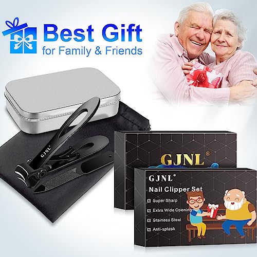 Nail Clippers for Men Thick Nails - Birthday Day Gifts for Men Dad 16mm Sharp Wide Jaw Opening Toenail Clippers for Seniors Thick Nails Cutter, Black Extra Large Heavy Duty Clippers