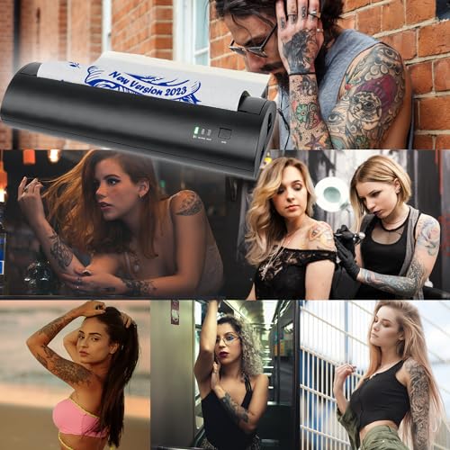 Calicon Wireless Tattoo Stencil Printer with 10pcs Transfer Paper, Portable Tattoo Transfer Thermal Copier Machine, Rechargeable Tattoo Printer Kit, Compatible for Smartphone & PC (with Storage Box)