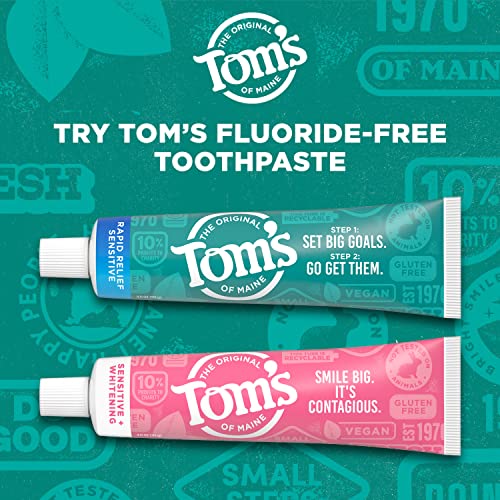 Tom's of Maine Sensitive + Whitening Fluoride Free Toothpaste,Soothing Mint 4.0 oz 3-Pack