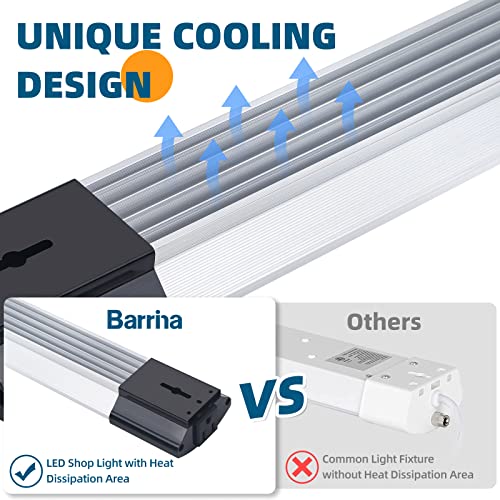 Barrina LED Shop Light for Garage, 10000LM, 84W, 4FT, 5000K Linkable Light Fixture for Workshop, Basement, Hanging or Flush Mount, Heat Dissipation, with Pull Chain Switch, ETL,1 Pack