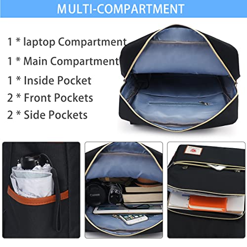 Xinveen Vintage Laptop Backpack Travelling Backpack Casual Daypacks School Shoulder Bag for Men Women Black