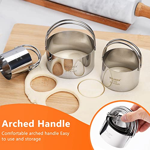 HULISEN Stainless Steel Biscuit Cutter Set, Pastry Scraper and Dough Blender, Sturdy & Long-Lasting with Ergonomic Rubber Grip, Professional Baking Dough Tools, Gift Package (3 Pcs/Set)