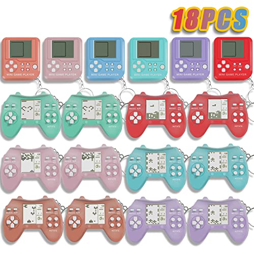 DJMUMU 18Pcs Mini Games Party Favors Keychains for Kids Video Game Party Favors Video Game Keychains for Backpack Birthday School Party Favor Supplies Key Chains for Kids Video Game Favors