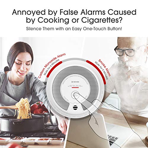 X-Sense 2-in-1 Smoke and Carbon Monoxide Detector Alarm (Not Hardwired), 10-Year Battery-Operated Dual Sensor Fire & CO Alarm, SC06, 1-Pack