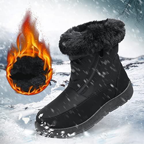 Cheval Winter Snow Boots for Women, Fur Lined Warm Mid Calf Booties, Outdoor Anti-slip Waterproof Comfortable Short Boot, Botas De Invierno Para Mujert