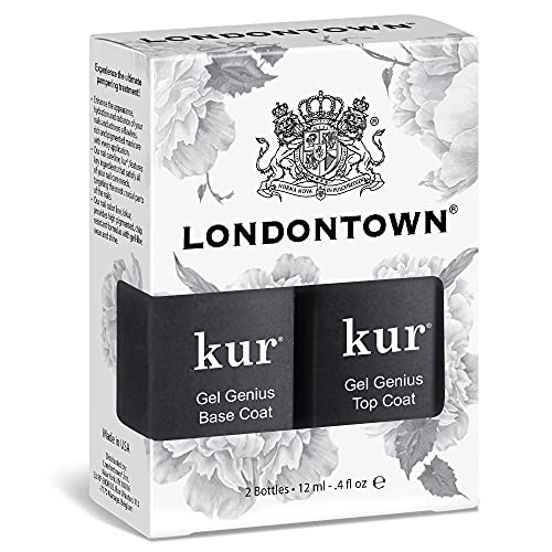 LONDONTOWN kur Gel Genius Gel-Like Set, Top Coat & Base Coat Set For Long Lasting Manicure