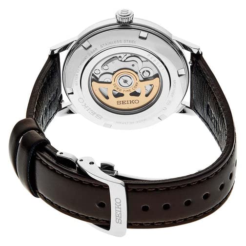 SEIKO SRPJ17 Automatic Watch for Men - Presage Collection - Gray/Brown Dial with Date Calendar, Stainless Steel - Water-Resistant 50M