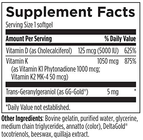 Designs for Health D-Evail Supreme - 5,000 IU Vitamin D3 Supplement with Vit K (K1, K2 as MK-4) + GG - Bone, Cardiovascular + Immune Support - Improved Bioavailability (60 Softgels)