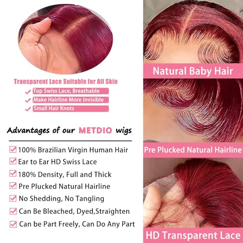 METDIO Chocolate Brown Lace Front Wig 26 Inch 13x6 Body Wave Lace Front Wigs Human Hair Pre Plucked 180% Density HD Lace Frontal Wigs Human Hair Brown Wig Human Hair Colored Glueless Wigs for Women