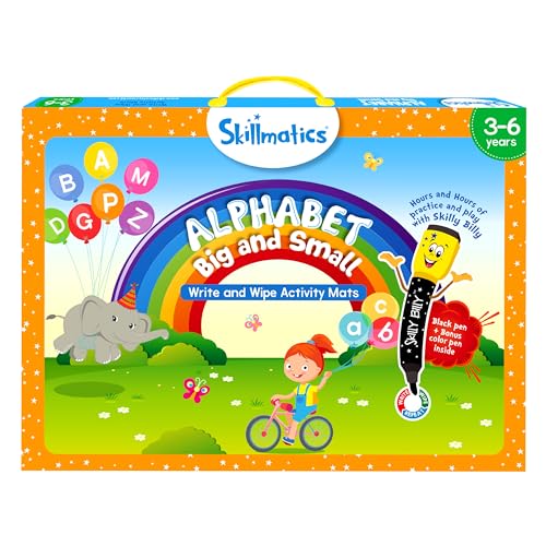 Skillmatics Educational Game - Alphabet Big and Small, Reusable Activity Mats with 2 Dry Erase Markers, Gifts for Ages 3 to 6