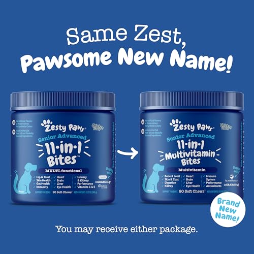 Zesty Paws Multivitamin Treats for Dogs - Glucosamine Chondroitin for Joint Support + Digestive Enzymes & Probiotics - Grain Free Dog Vitamin for Skin & Coat + Immune Health Chicken - Advanced - 90ct