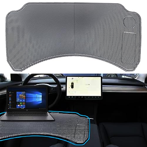 for Tesla Model 3 Model Y Car Laptop Desk Lunch Table Foldable Large Size Multipurpose Tray Upgrade(Carbon Fiber