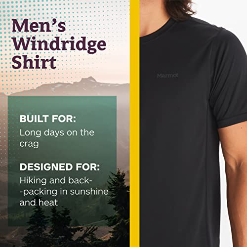 MARMOT Men's Windridge Short-Sleeve Tee | Lightweight, Breathable | Small, Black