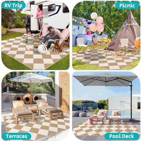 HEBE Outdoor Rug Waterproof 5x8, Plastic Straw Rug Camping Rug, Reversible Outdoor Patio Rugs RV Mat Clearance, Indoor Outside Floor Carpet for Porch,Deck,Camper,Balcony,Backyard