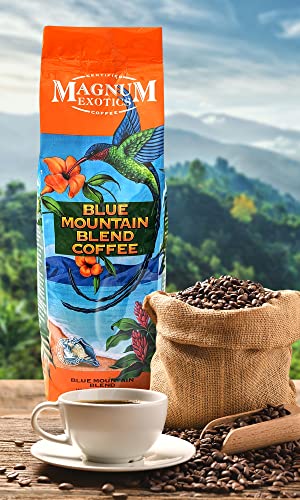 Magnum Exotics, Blue Mountain Coffee Blend - Medium-Light Roast Ground Coffee, Made from 100% Arabica Beans, Rich & Smooth Flavor, Fresh Roast - Blue Mountain Blend, 1 Lb (Pack of 1)