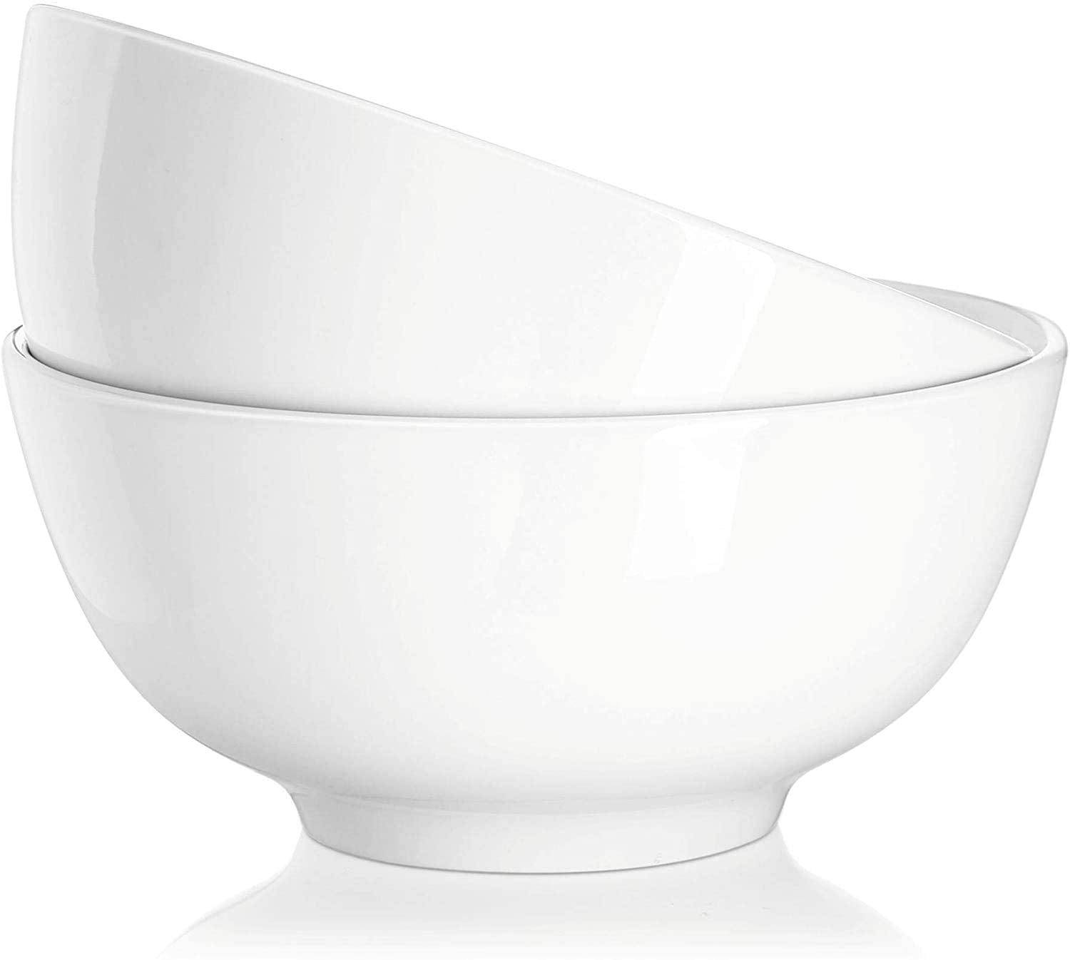 DOWAN 22 Ounce Soup and Cereal Bowls, Porcelain Serving Salad Bowls, Dishwasher & Microwave Safe, Centerpiece Serving Bowls, White,Bowl Set for Rice Pasta Oatmeal