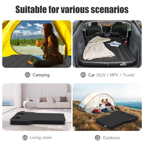 DikaSun Tesla Model Y Mattress: Inflatable Camping Bed Air Mattress for Model Y, Thickened Travel SUV Sleeping Pad with Car Air Pump 2 Pillows