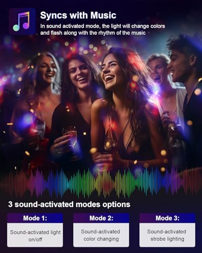 Luditek 2-Pack Sound Activated Party Lights with Remote Control Dj Lighting, Disco Ball Light, Strobe Lamp for Home Room Dance Parties Supplies Birthday Christmas Halloween Party Decorations
