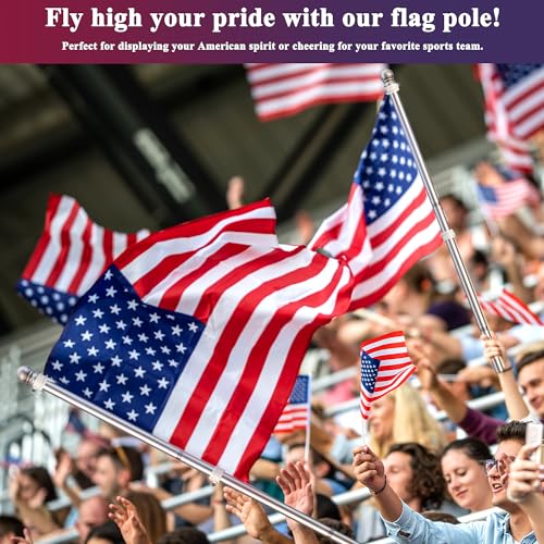 PHITRIC Flag Pole for Kit, 5FT Stainless Steel Flagpole for 3x5 American Flag, Weather Resistant 1" Flag Poles for Outside House, Tangle Free (Silver, Without Bracket)