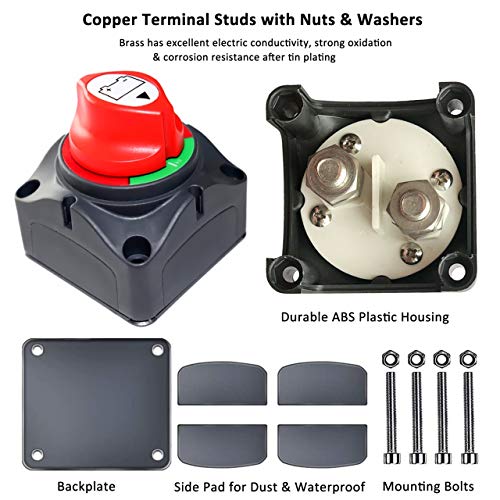 Battery Disconnect Switch Master, 12V-48V Waterproof Power Isolator On-Off Kill Switch 275Amps High Current for Car RV Marine Boat Truck ATV Vehicles