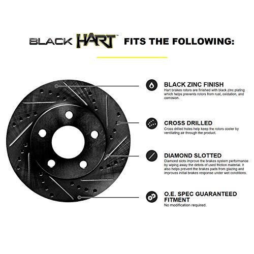 Hart Brakes Front and Rear Brake Rotors Silver Drilled Slotted Ceramic Pads Compatible For 2001-2003 Chrysler PT Cruiser