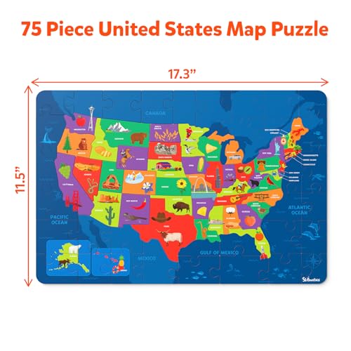 Skillmatics United States Map Puzzle - 75 Piece Jigsaw Puzzle, Educational Toy, Geography for Kids, 250+ Facts About The States of America, Gifts for Boys & Girls Ages 6 to 12