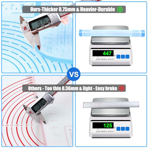 Silicone Pastry Mat 36X24 Inch Non-slip Baking Mat Perfect for Dough Mat, Counter Mat, Dough Rolling Mat, Fondant Mat, Nonstick Kneading Mat, Pizza Mat, Bread mat, Pasta Mat, Pastry Board