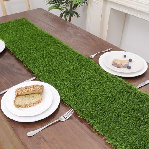 SHACOS Artificial Grass Table Runner - 1x5 Feet, 1.2 inch Outdoor Fake Turf Mat Grass Rug for Table, Home, Patio, Wall, Garden, Yard Decor