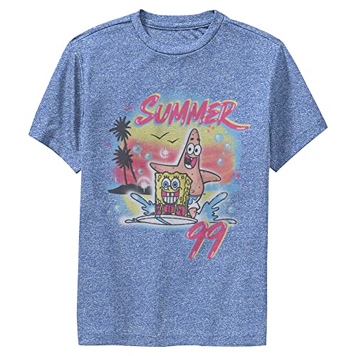 Spongebob Squarepants Kid's Airbrushed Spongebob T-Shirt, Royal Blue Heather, Small