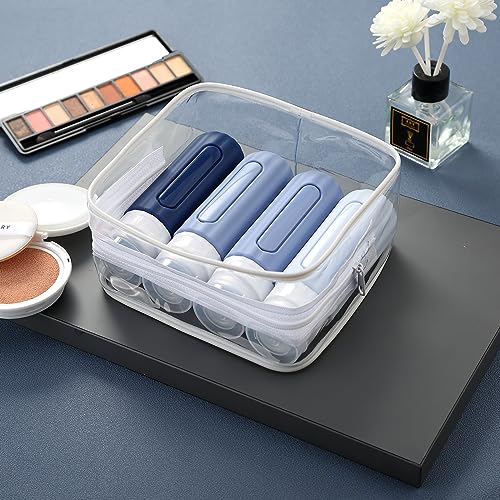 Mrsdry 16 Pack Travel Bottles Set for Toiletries, Leakproof Travel Containers for Toiletries TSA Approved Silicone Travel Accessories Squeezable Refillable 3oz for Shampoo Conditioner Lotion Blue