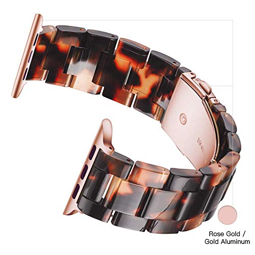 Light Apple Watch Band -Fashion Resin Apple Watch Series 9 8 Band Starlight Stainless Steel Buckle Apple Watch Bands Compatible with Apple Watch Series 9 8 7 SE 6 5 4 3 2(Pearl White, 38mm/40mm/41mm)