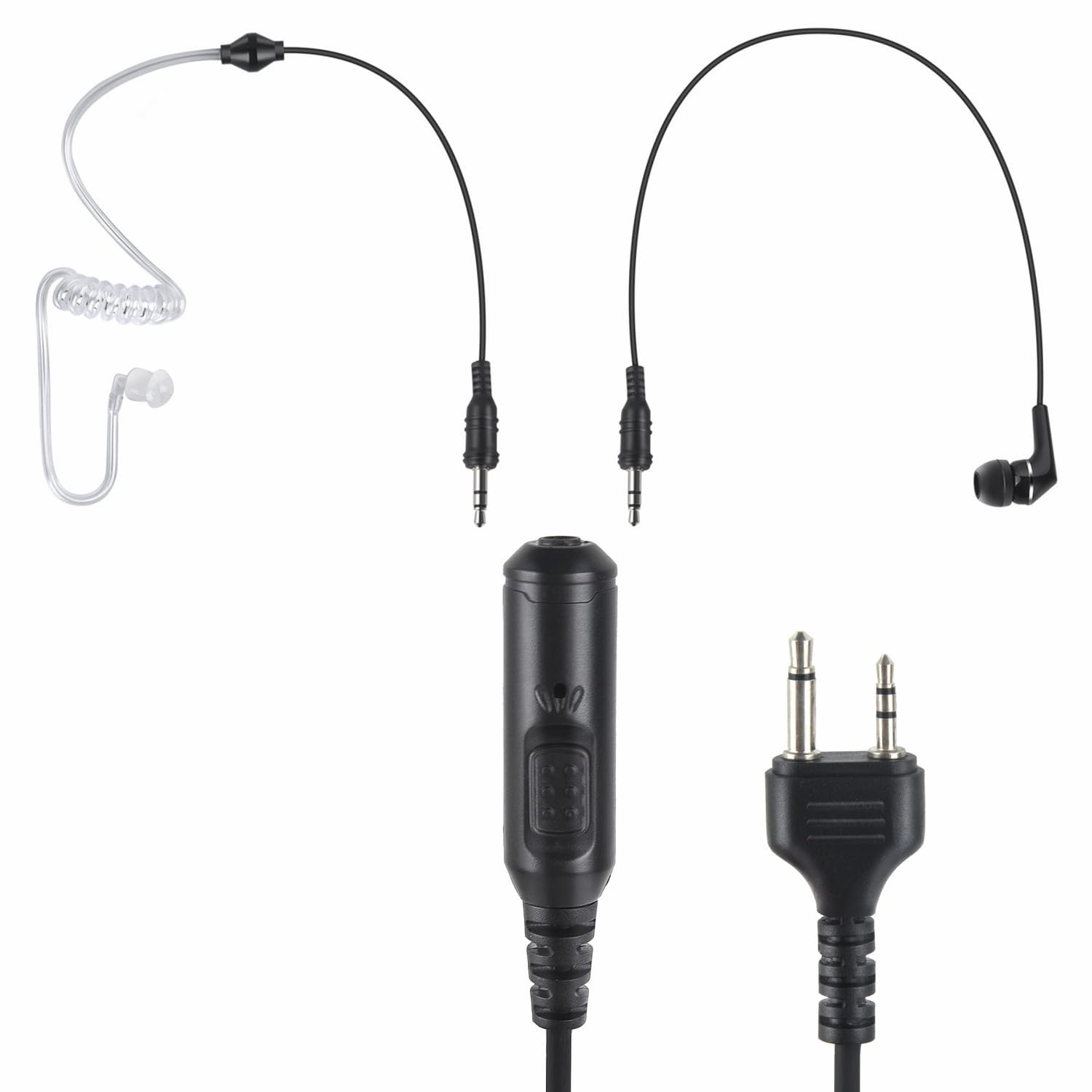 stdgove Radio Surveillance Earpiece Security Headset in Ear Piece 2 Pin Earphone Ptt Mic for Midland gxt x-tra xtra Talker gmrs gtx 1000 1000g 1050 gxt1000vp4 Walkie Talkies(to 3.5mm Earbuds)