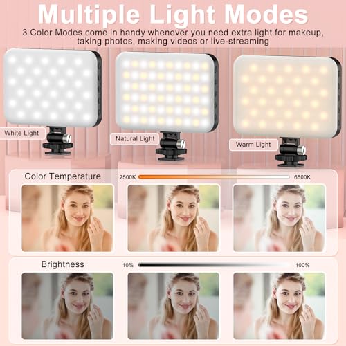 ALTSON 2-Pack 60 LED Selfie Light Portable Clip for Phone Fill Light Rechargeable 2200mAh Clip on Light, CRI 97+, 3 Light Modes Camera Lighting for Phone, iPhone, Webcam, TikTok, Photo, Makeup