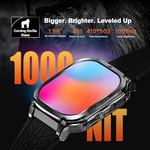 KOSPET Smart Watches for Men, 60-Day Battery Life, 50M Waterproof, Military(Full Metal), Answer/Make Call, Compatible for Android and iOS, 1.96'' AMOLED Always-on Display, AI Voice