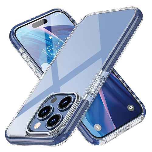 MATEPROX Compatible with iPhone 15 Pro Max Case, Clear Thin Slim Crystal Transparent Cover Shockproof Bumper Case for iPhone 15 Pro Max 6.7" 2023-Blue