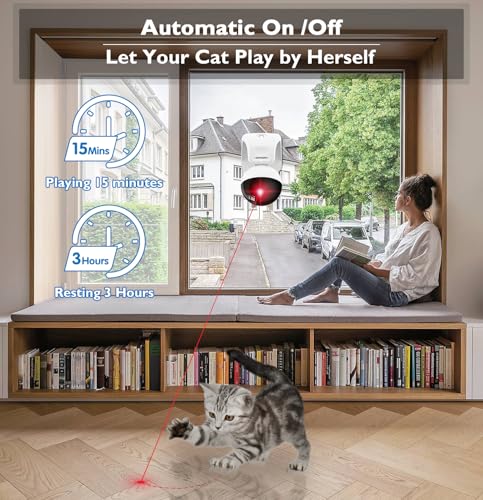 Goopow Interactive Laser Pointer Cat Toys for Indoor Cats,Cat Laser Toy Automatic for Bored Indoor Adult Cats/Kittens/Dogs,USB Rechargeable,3 Speed modes(Gray)