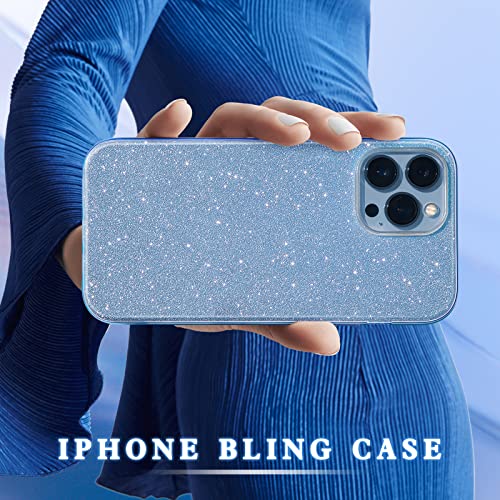 MATEPROX Compatible with iPhone 13 Pro Max Case Bling Sparkle Cute Girls Women Protective Cases Cover for iPhone 13 Pro Max 6.7" 2021(Blue)