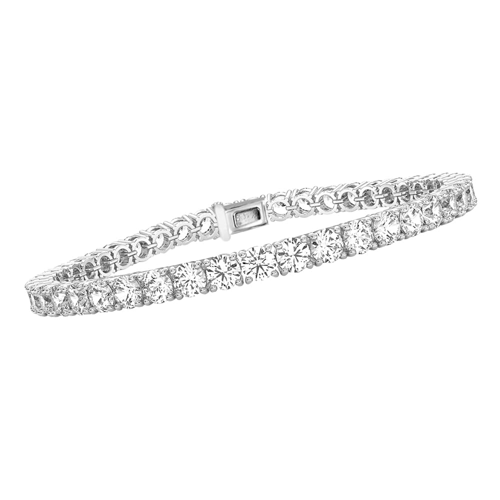 Diamond2Deal 14k White Gold Round Cut Lab Grown Diamond Tennis Bracelet (7 ct, Color-D, Clarity- VS) 7"