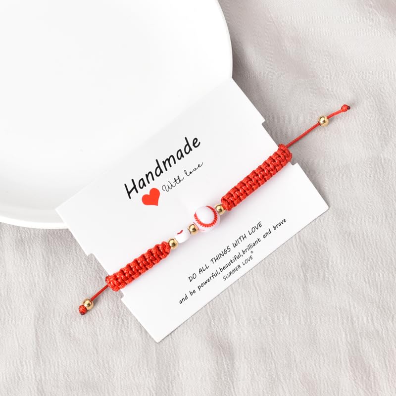 Red Wristbands Baseball Bracelet for Daughter Sister Niece Christmas Birthday Gifts for Baseball Fans Players Gifts for Boys Girl Good Luck Gift for Baseball Teams Teammates Inspirational Bracelet