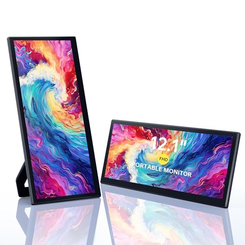 LivElect Portable Monitor, 12.1 Inch Ultra-Slim Portable Laptop Monitor with Kickstand, Laptop Monitor with Speakers, Plug&Play, for Laptop PC MAC Phone PS4 Xbox Switch (Portable Monitor)