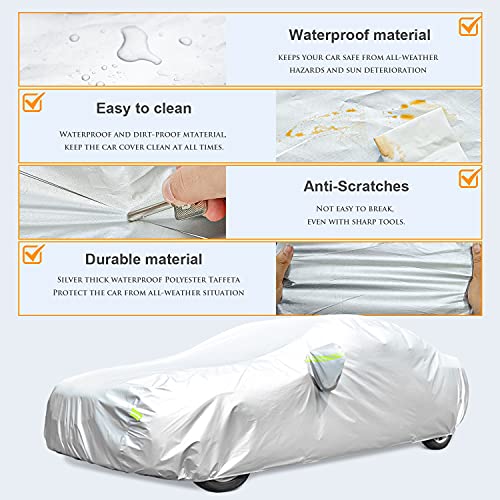 GORDITA Car Cover for Automobiles All Weather Waterproof Universal Fit for Sedan (Length 166"-177")