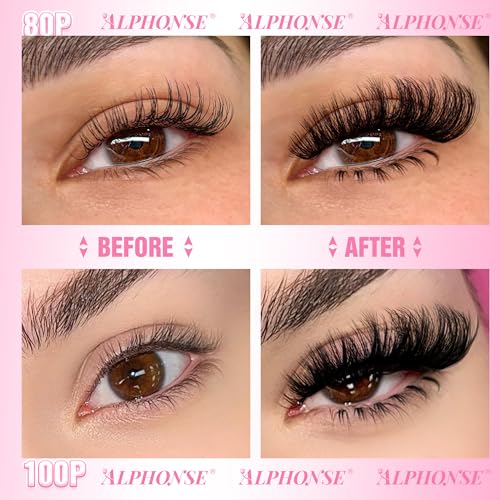 ALPHONSE Fluffy Lash Clusters with Bottom Lashes 12-20MM Cluster Eyelash Extensions Thick Volume Individual Lashes 320pcs DIY Lash Extension Clusters for Beginners (80D+100D)