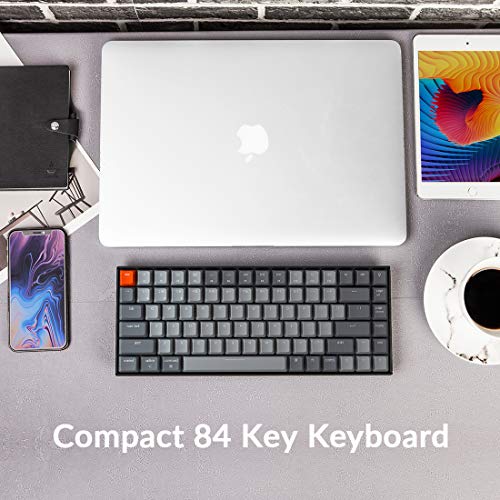 Keychron K2 75% Layout Bluetooth Mechanical Keyboard with Gateron G Pro Blue Switch/White LED Backlit/USB C/Anti Ghosting/N-Key Rollover/Compact 84 Key Wireless Keyboard for Mac Windows-Version 2