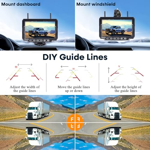 Magnetic Solar Wireless Backup Camera: 7" DVR Portable 1 Min Easy Install Scratch-Proof No Delay Truck Trailer Hitch Rear View Camera Rechargeable HD 1080P for Small RV Camper Pemacom P15