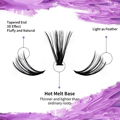 Individual Lashes DIY Eyelash Clusters 300PCS C/D Curl Lash Clusters Comfortable Cat Eye Lashes Super Soft Reusable Wispy Lashes Lash Clusters(300PCS-40D-0.07DD,8-16mm Mixed Tray)