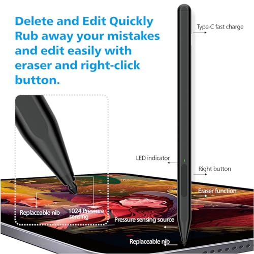 Milikilo Stylus Pen for Microsoft Surface Pro11/10/9/8/X/7+/6/5/4/3/Surface 3, Surface Go 3/2/1, Surface Laptop/Studio/Book 4/3/2/1 with Eraser Side Button,Palm Rejection,Tilt Function,1024 Pressure