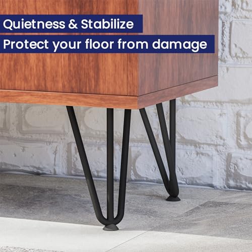 SMARTSTANDARD Hairpin Table Legs 40 Inch, 1/2'' in Diameter 3 Rods, Metal Home DIY Projects for Nightstand, Coffee Table, Dresser with Rubber Floor Protectors, Black, 4PCS